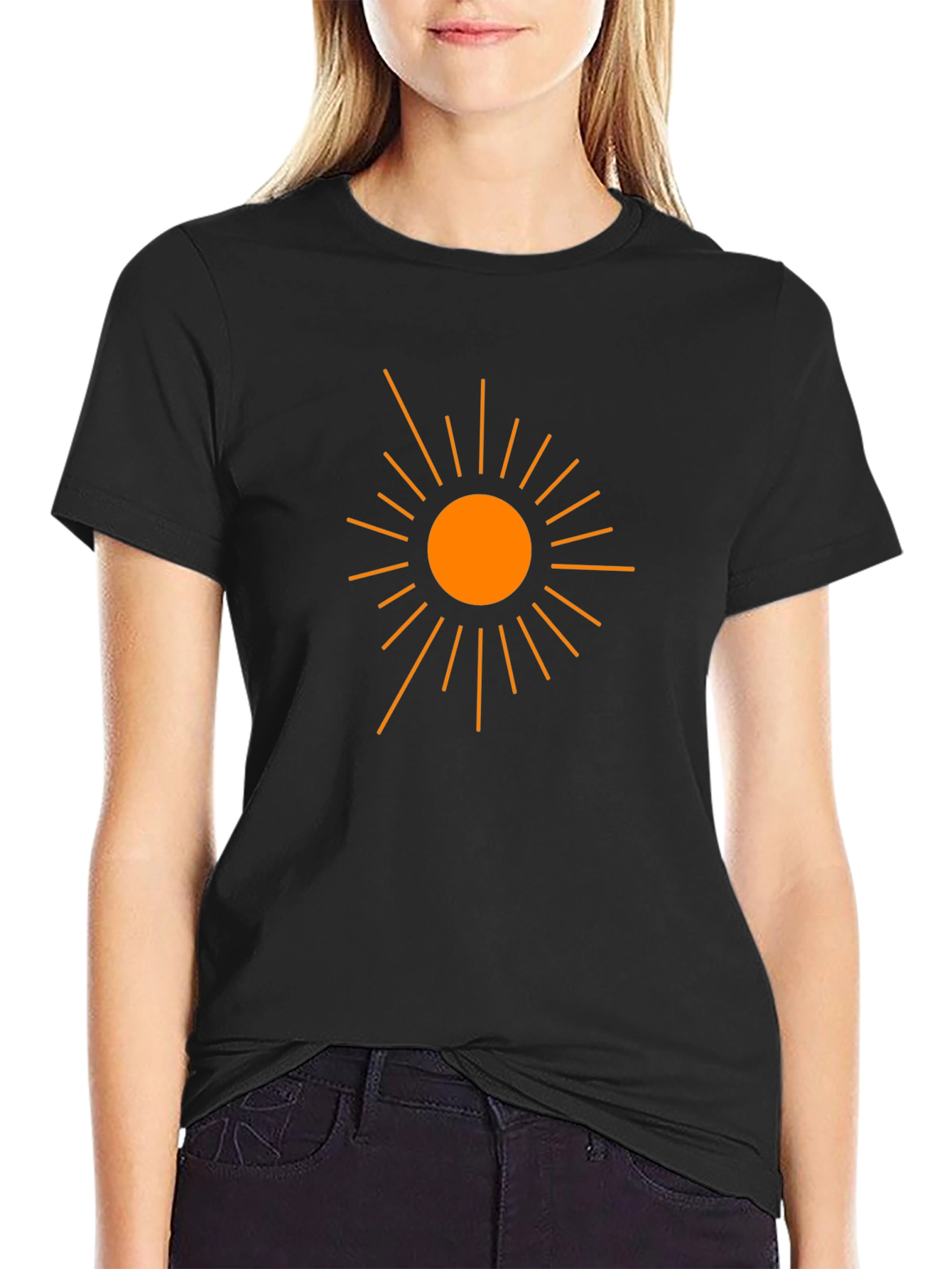 Sun Graphic Black Cotton T-Shirt