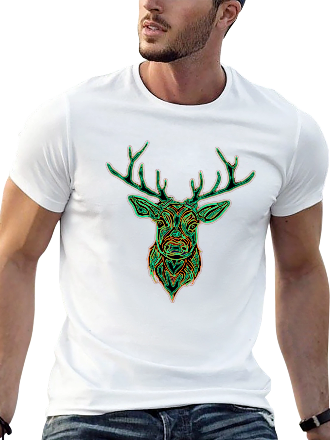 Deer Graphic Tee - Stylish Mens Black T-Shirt