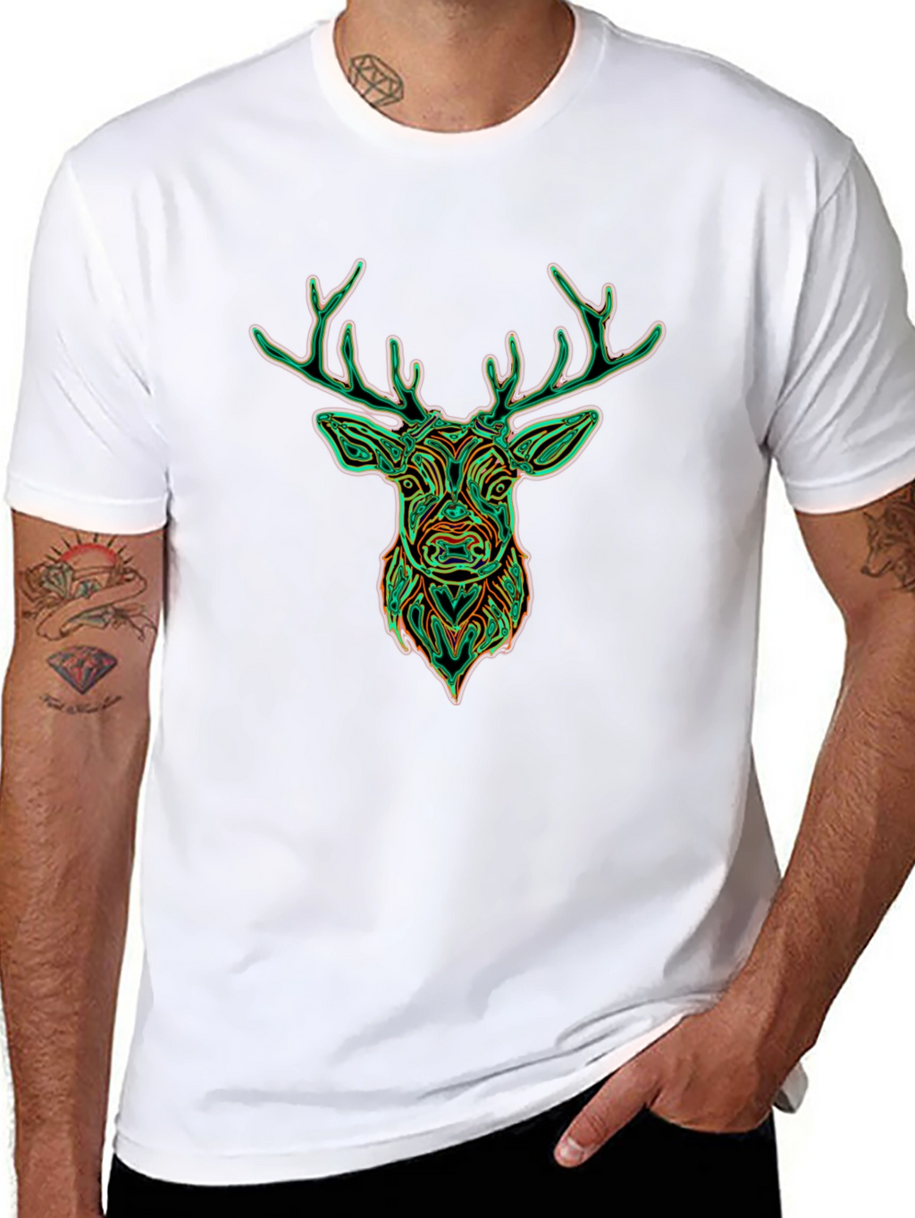 Deer Graphic Tee - Stylish Mens Black T-Shirt