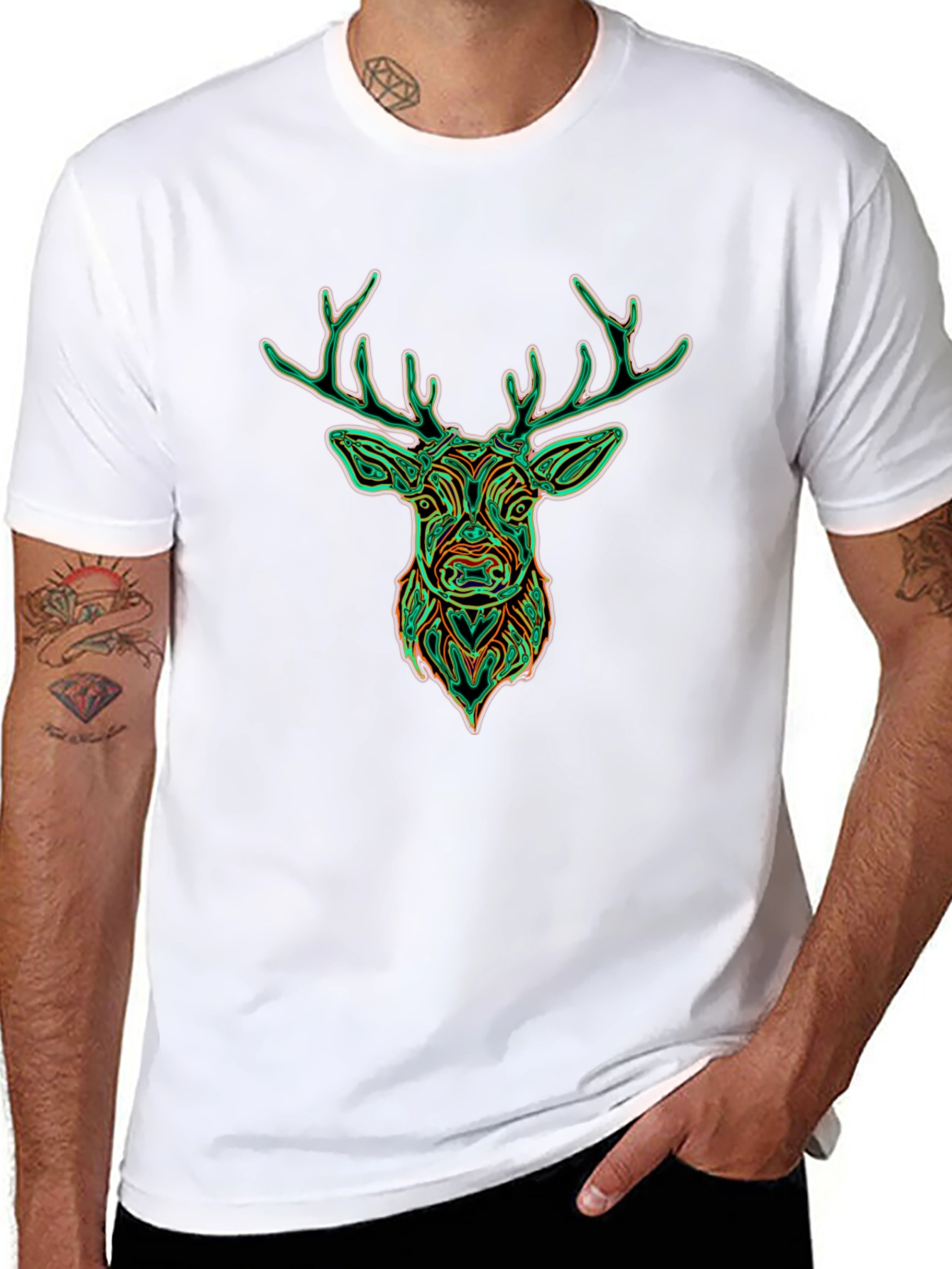 Deer Graphic Tee - Stylish Mens Black T-Shirt