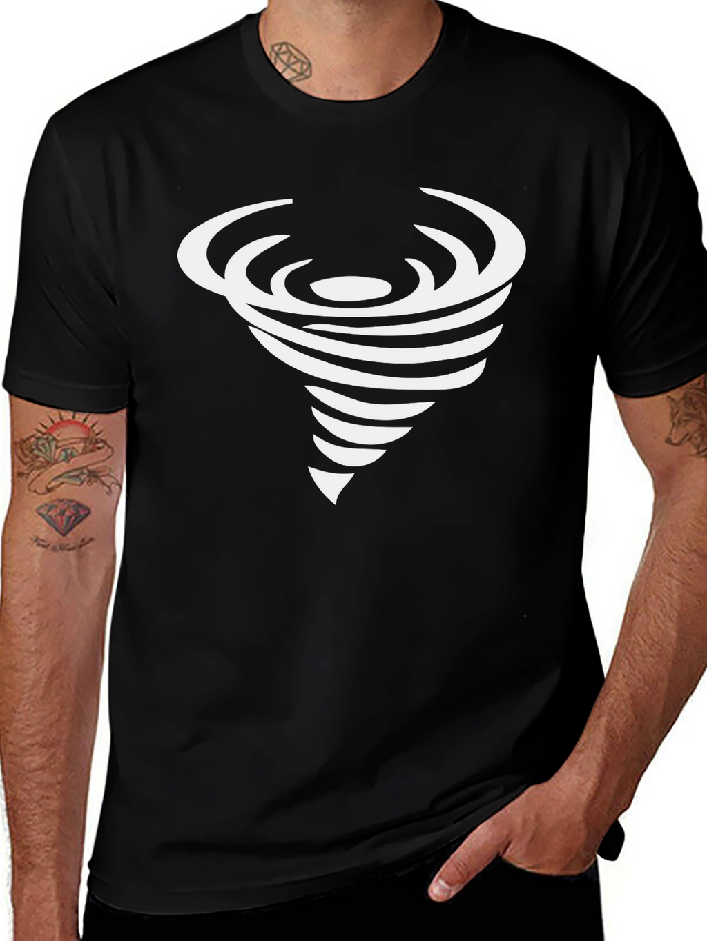 Tornado Graphic T-Shirt - Black Stylish Cotton Tee