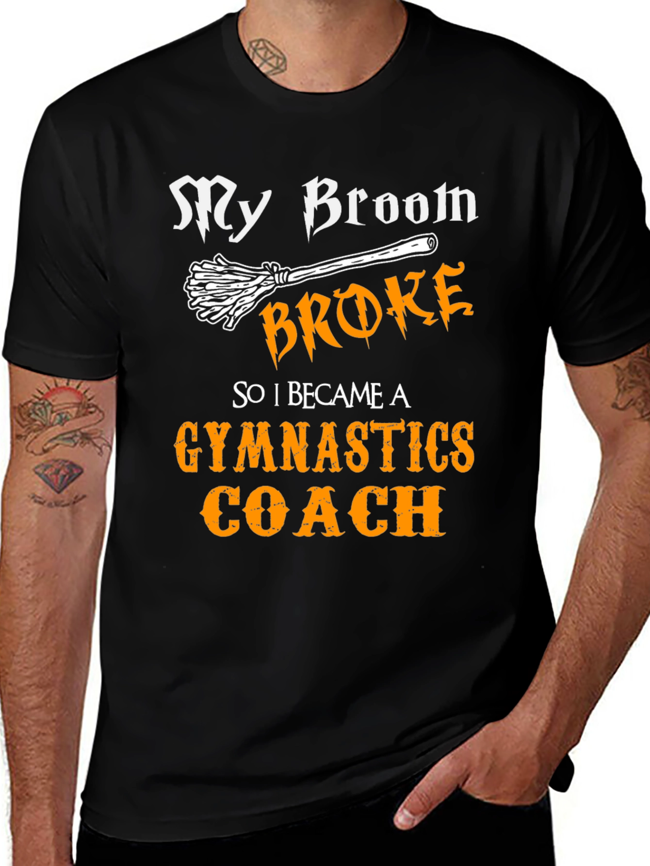 Funny Gymnastics Coach T-Shirt - My Broom Broke