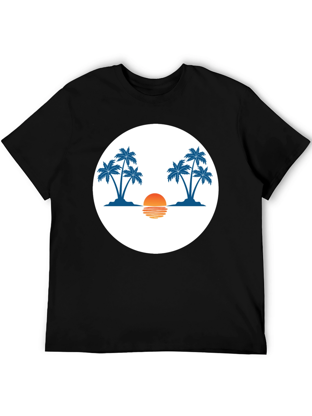 Sunset Palm Tree Graphic Tee - Black