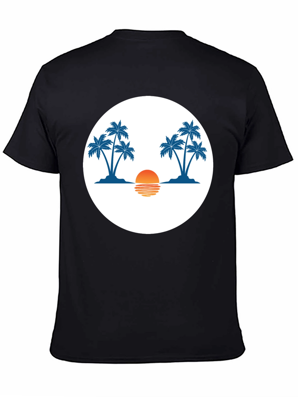 Sunset Palm Tree Graphic Tee - Black