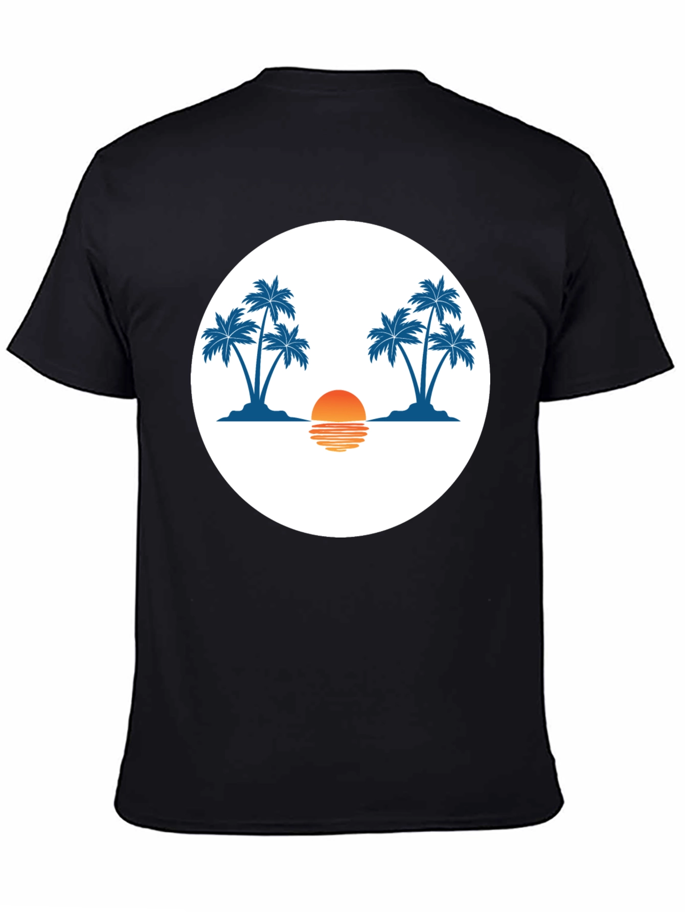 Sunset Palm Tree Graphic Tee - Black