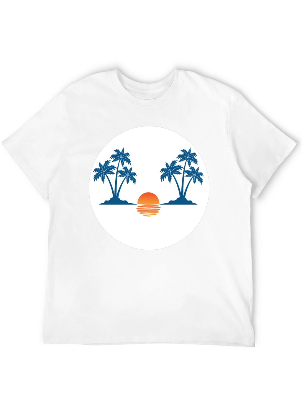 Sunset Palm Tree Graphic Tee - Black