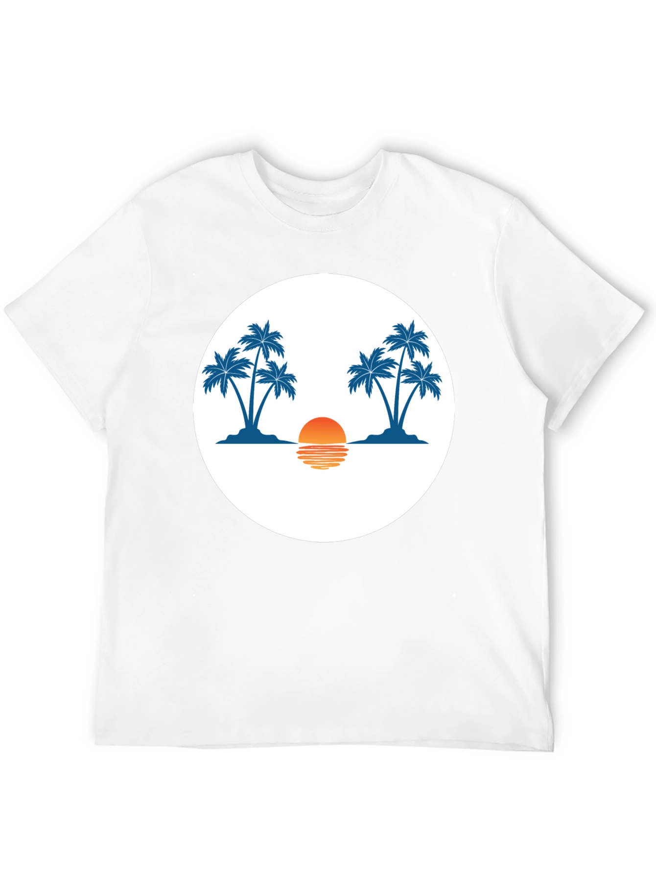 Sunset Palm Tree Graphic Tee - Black