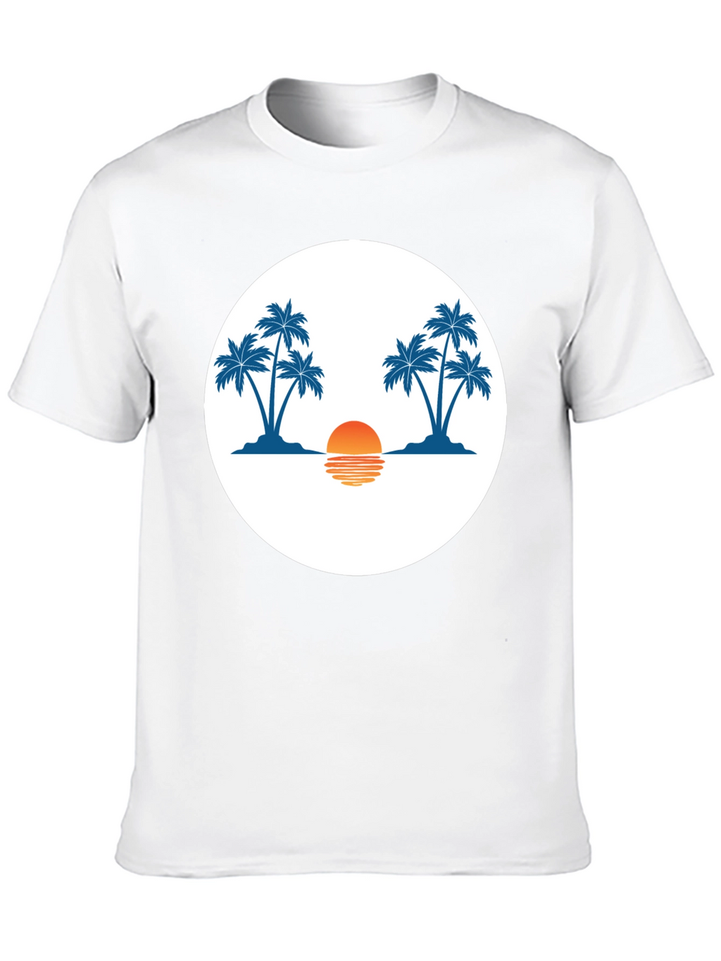 Sunset Palm Tree Graphic Tee - Black
