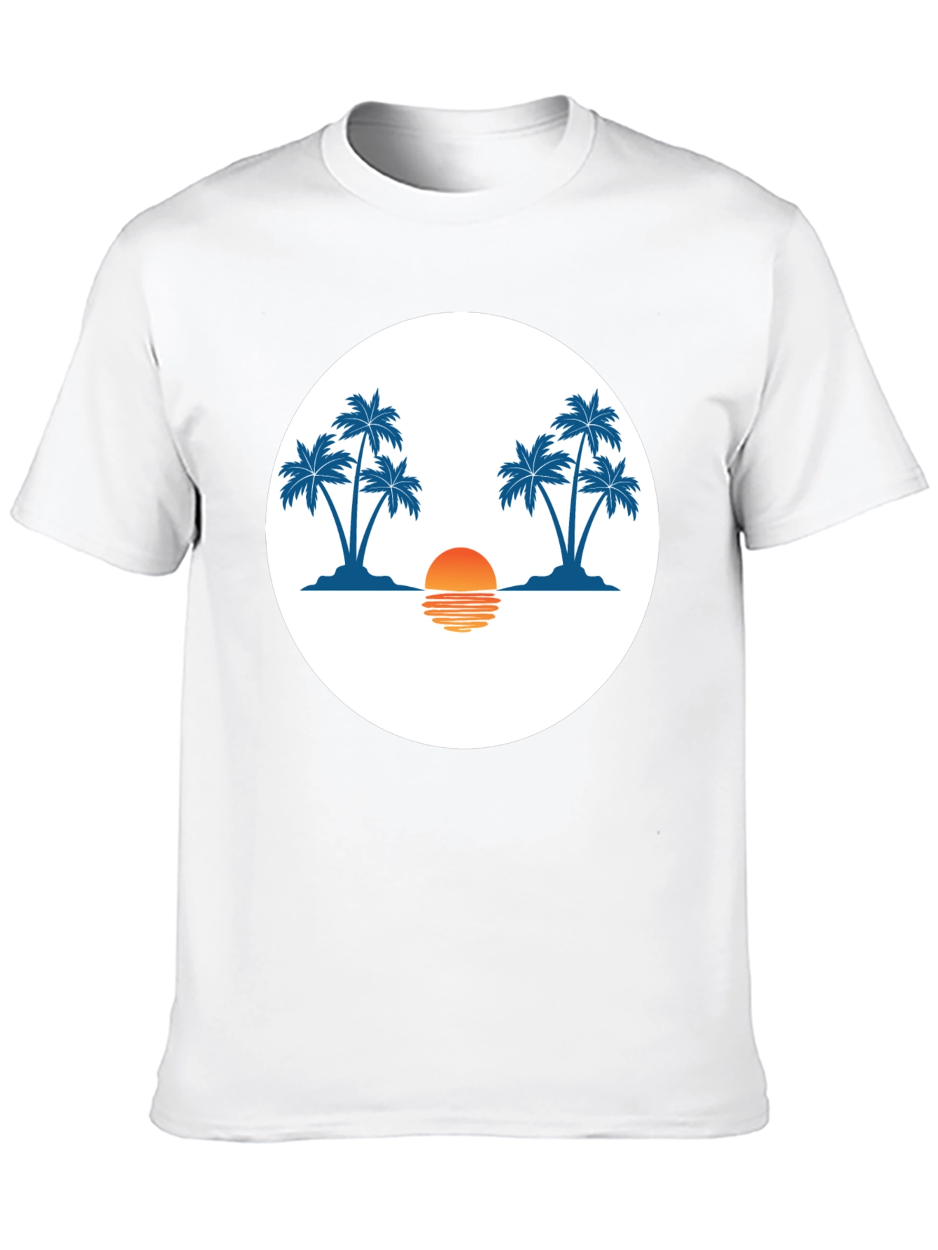 Sunset Palm Tree Graphic Tee - Black