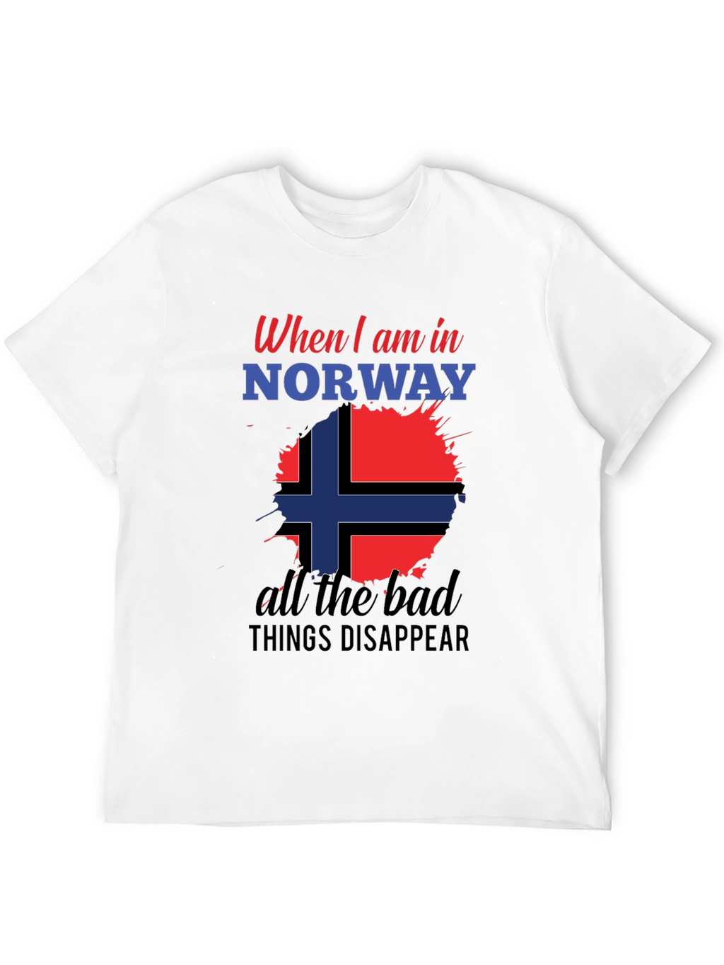Norway Flag Graphic Tee - Black Cotton Blend