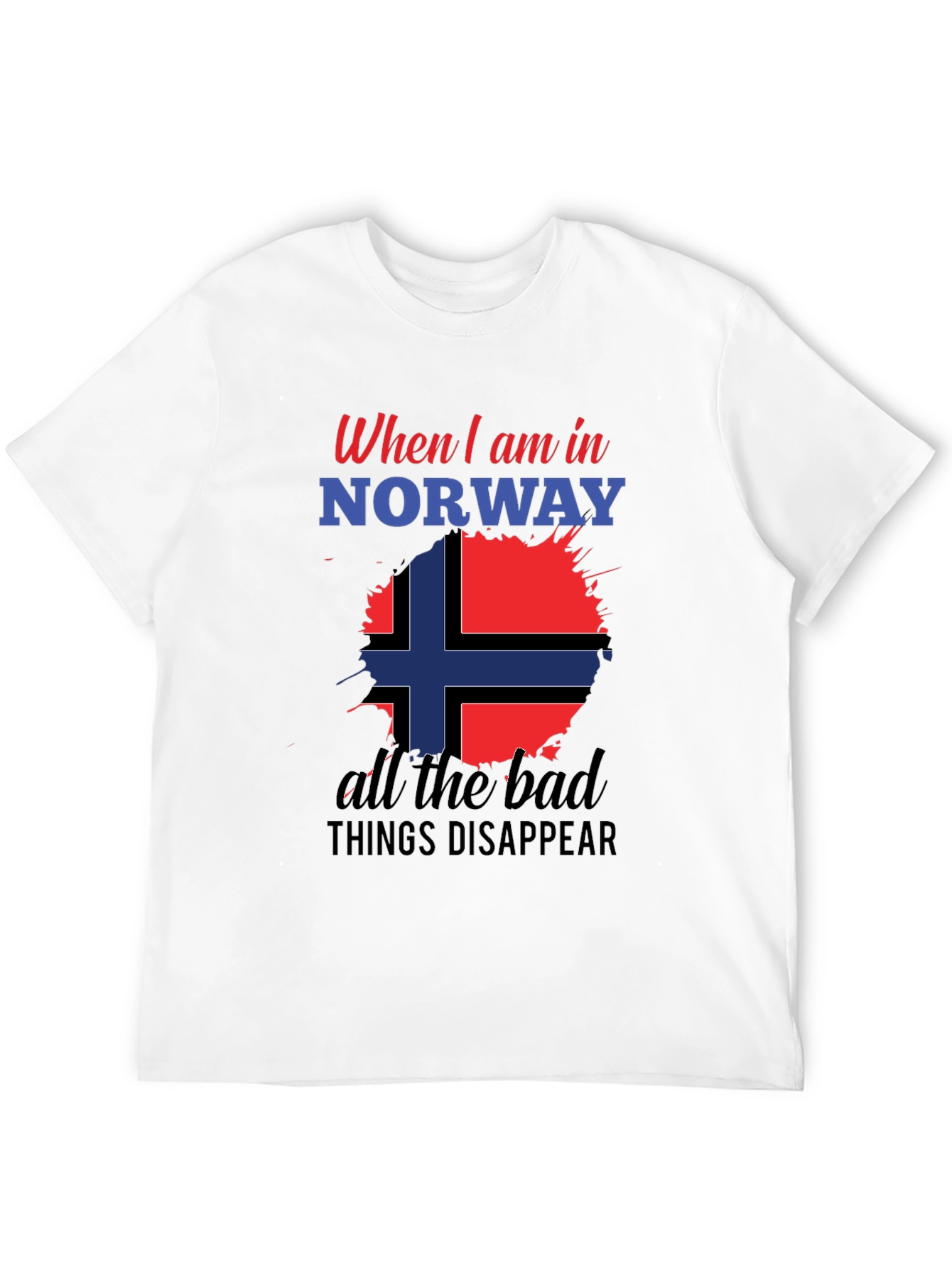 Norway Flag Graphic Tee - Black Cotton Blend