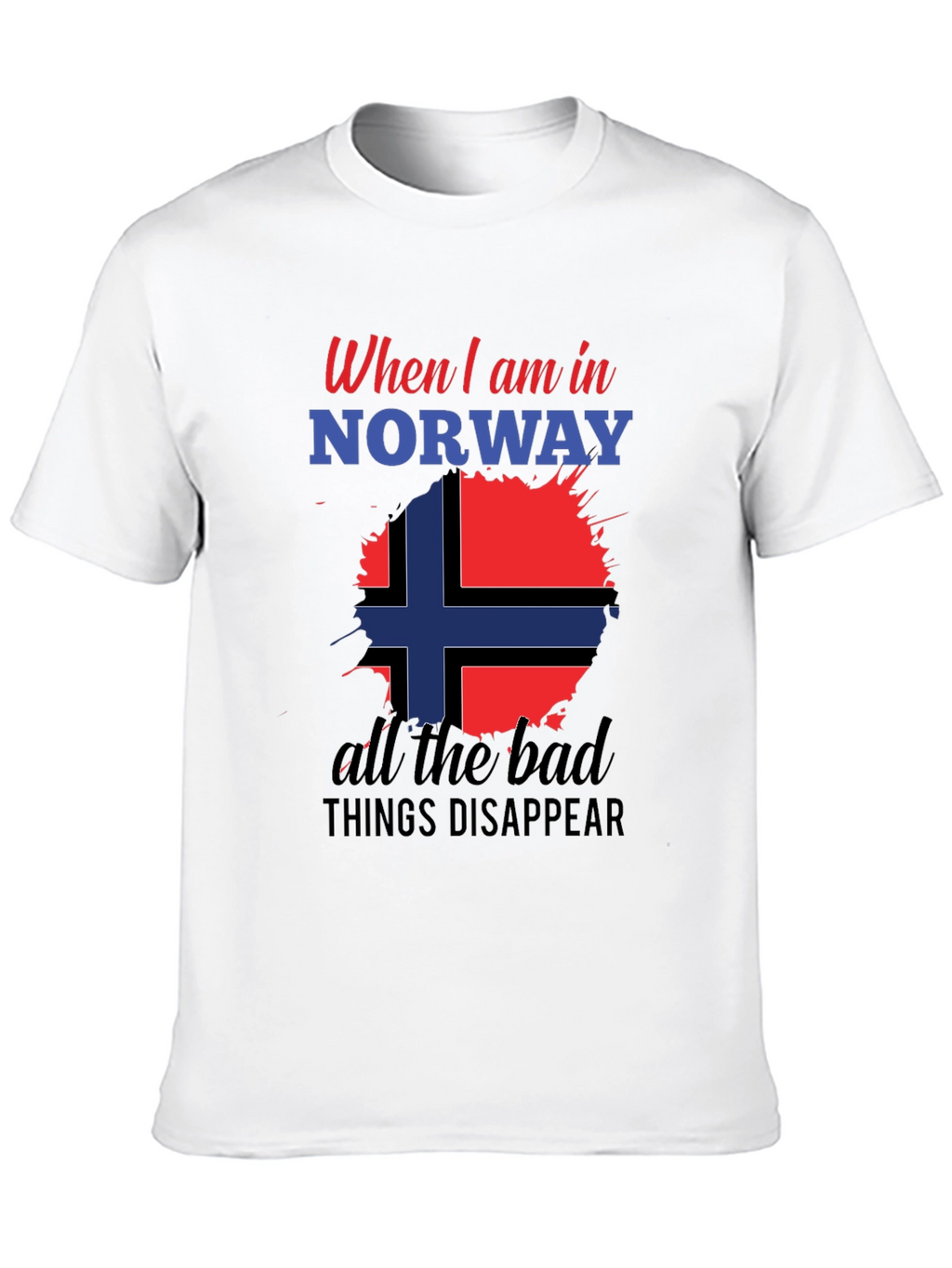 Norway Flag Graphic Tee - Black Cotton Blend