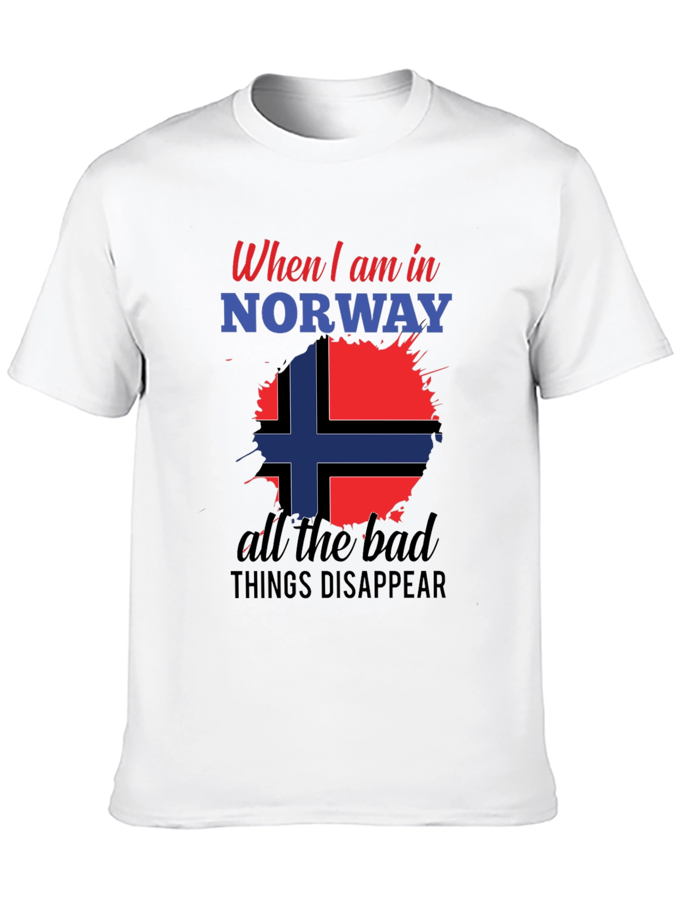 Norway Flag Graphic Tee - Black Cotton Blend