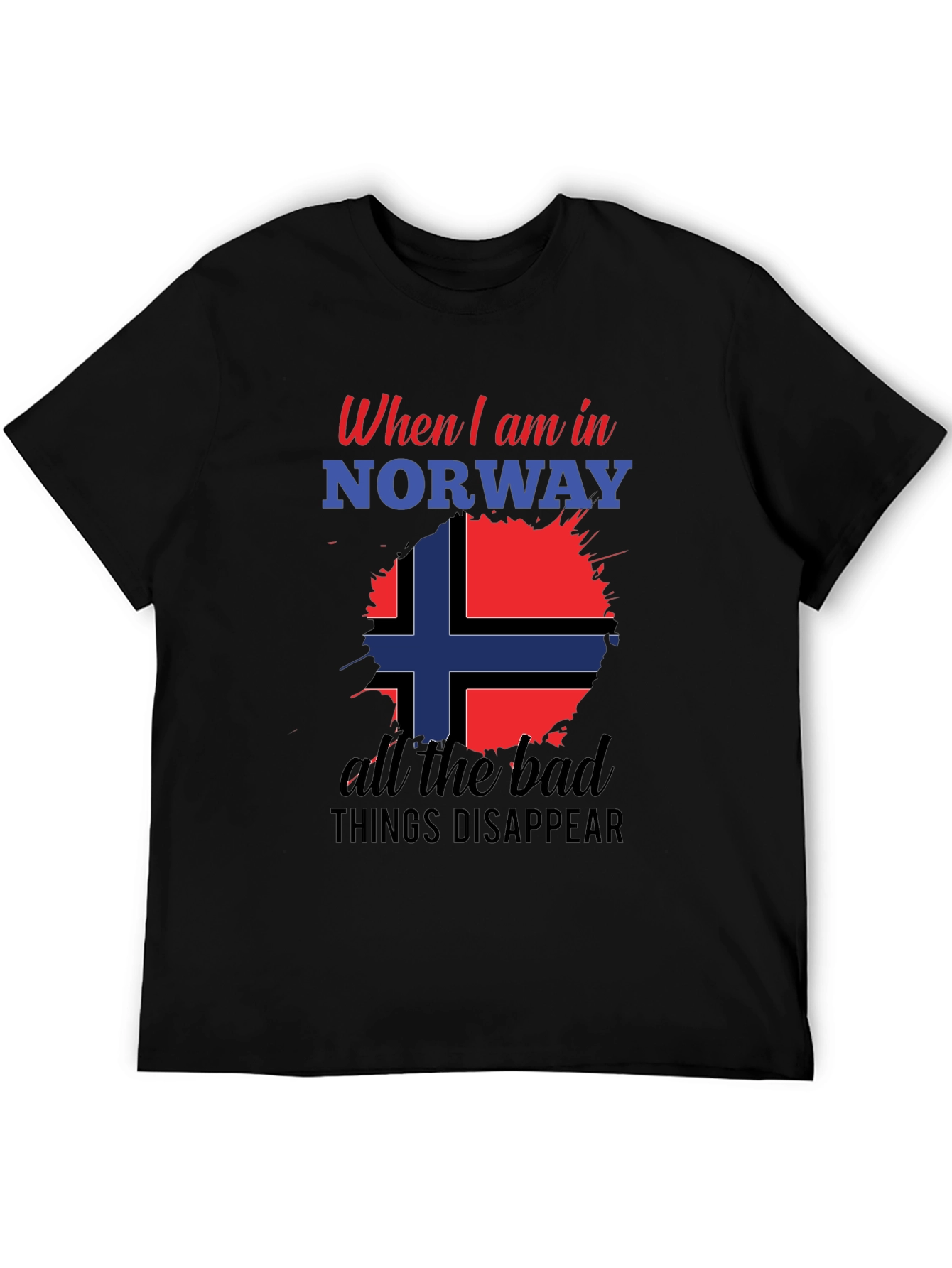Norway Flag Graphic Tee - Black Cotton Blend