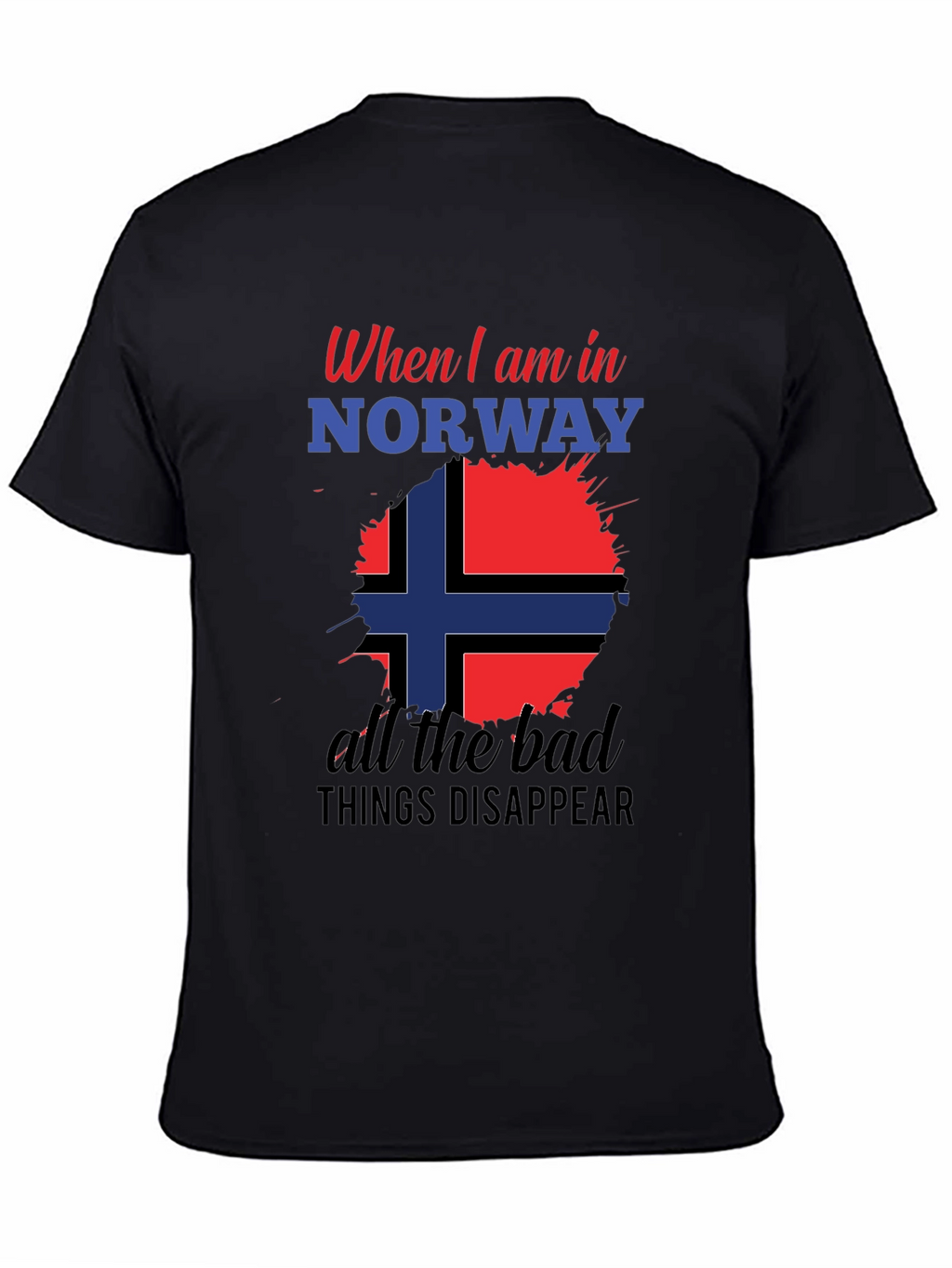 Norway Flag Graphic Tee - Black Cotton Blend