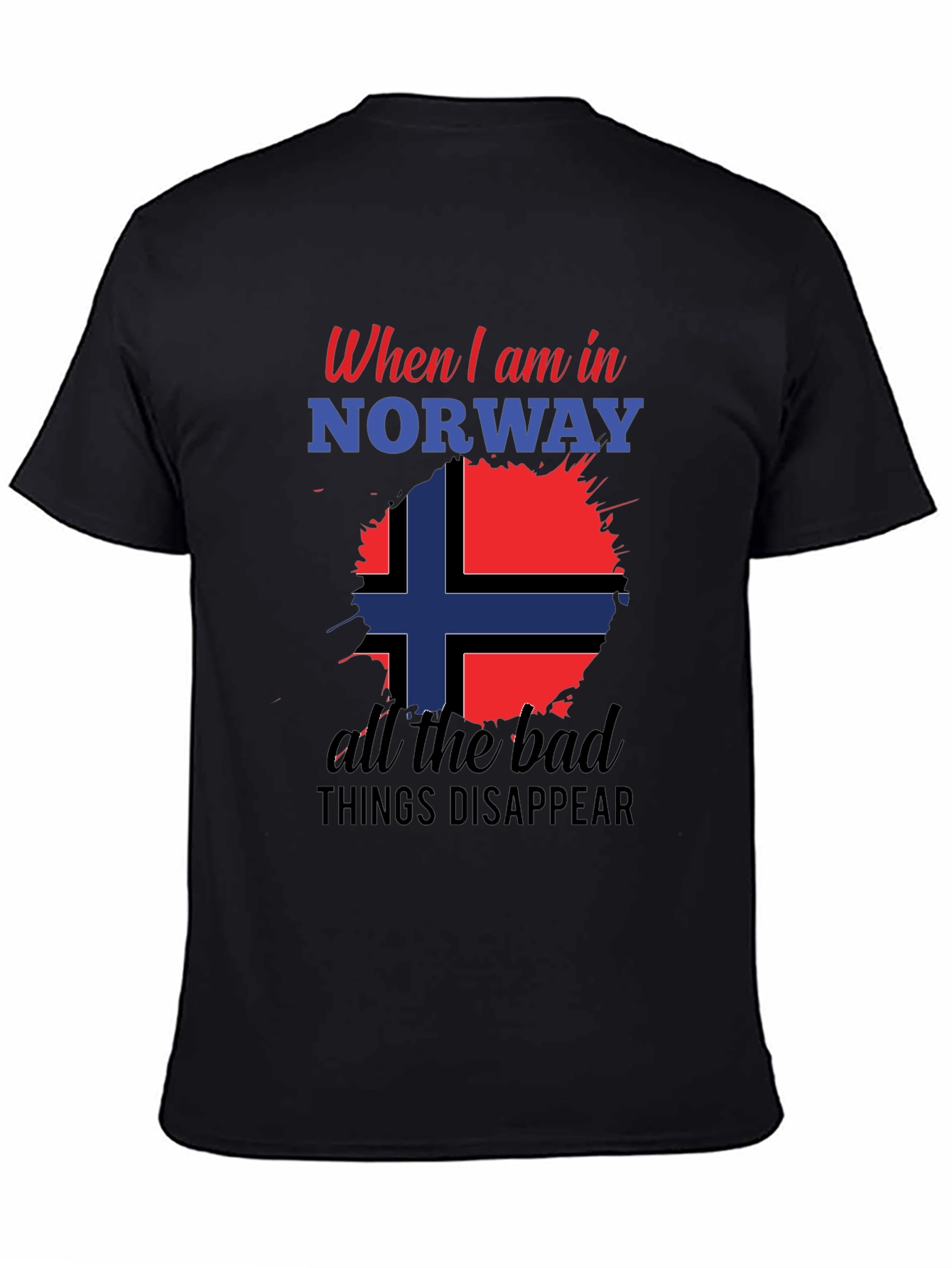 Norway Flag Graphic Tee - Black Cotton Blend