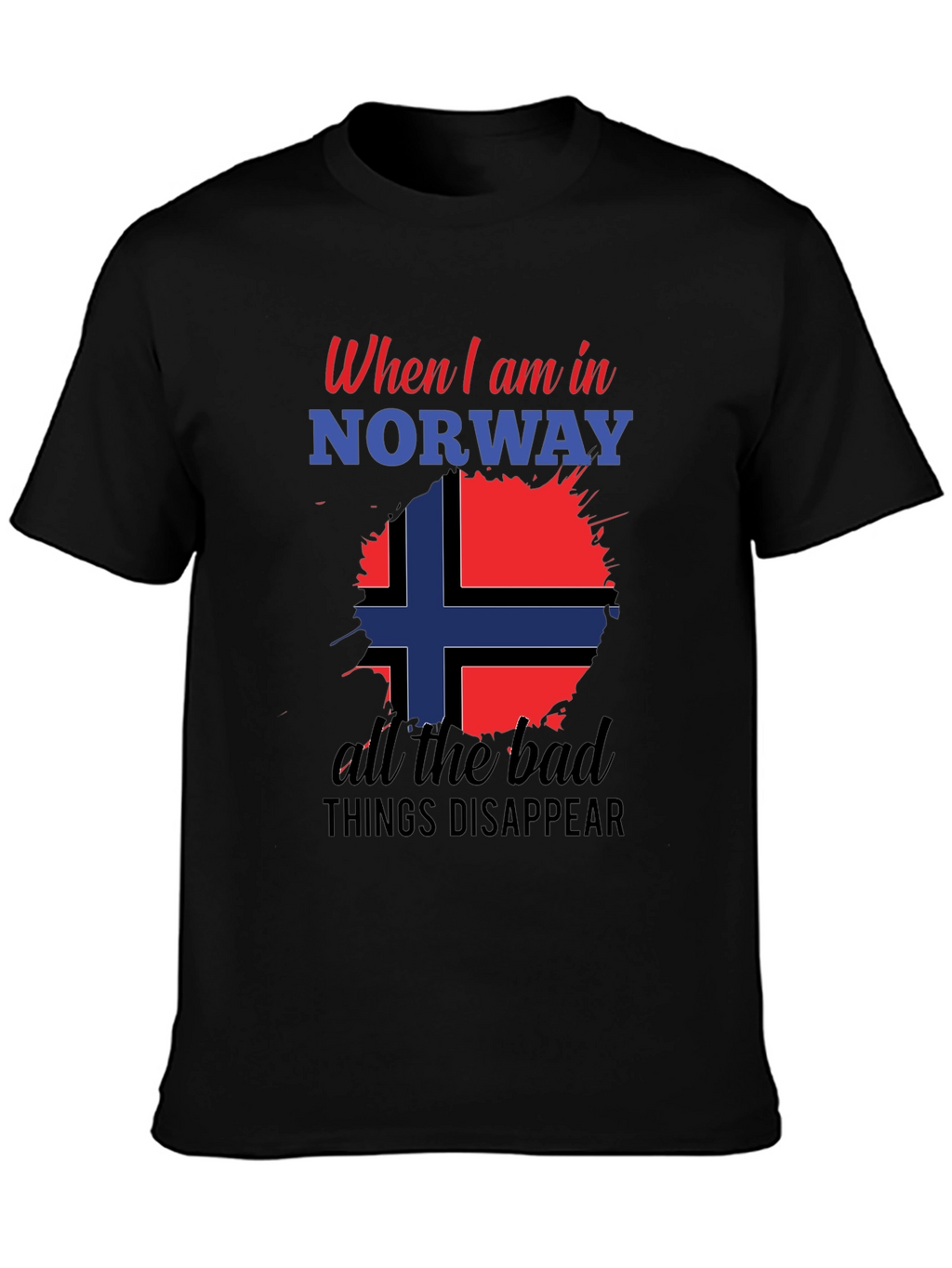 Norway Flag Graphic Tee - Black Cotton Blend