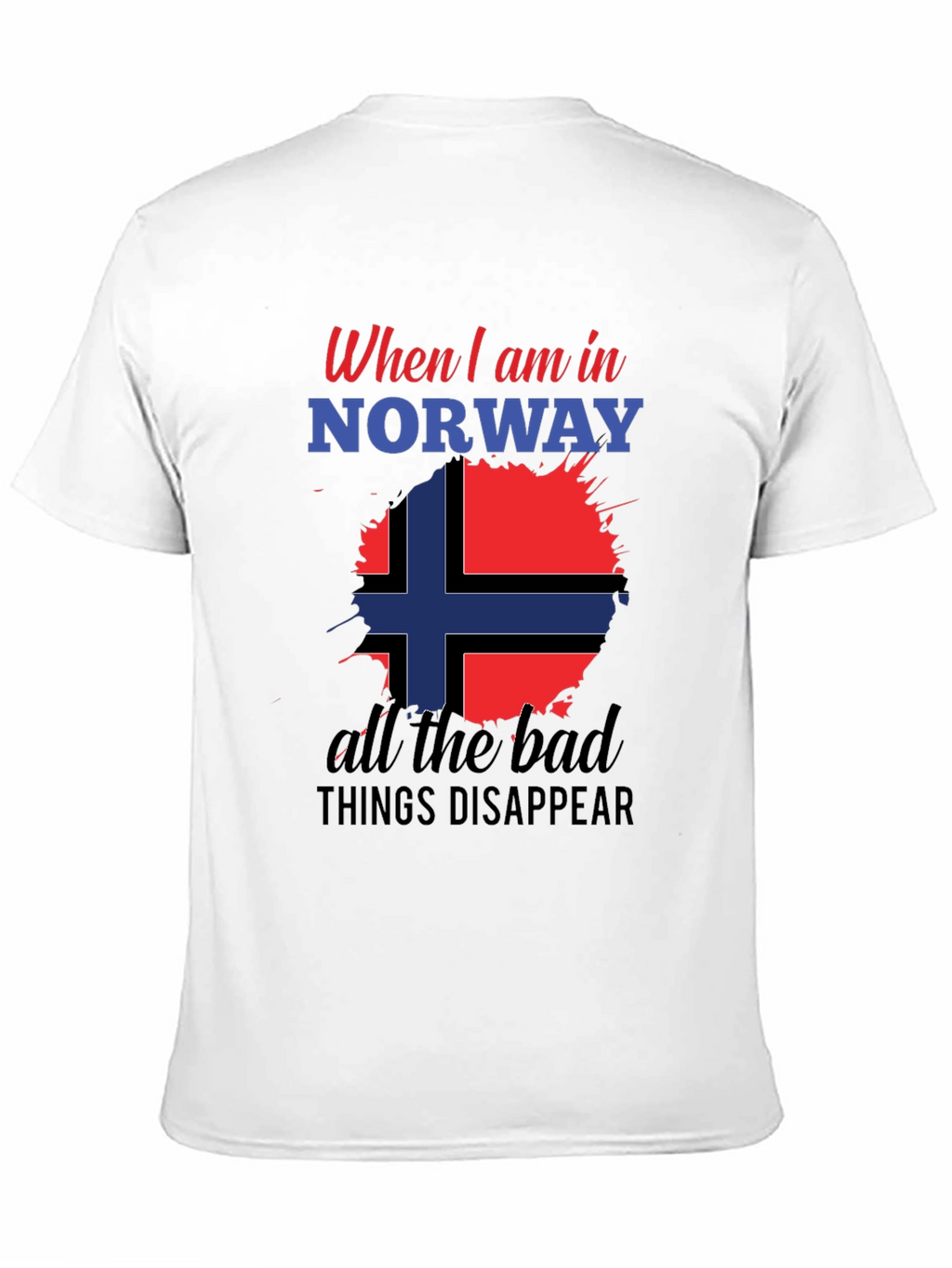 Norway Flag Graphic Tee - Black Cotton Blend