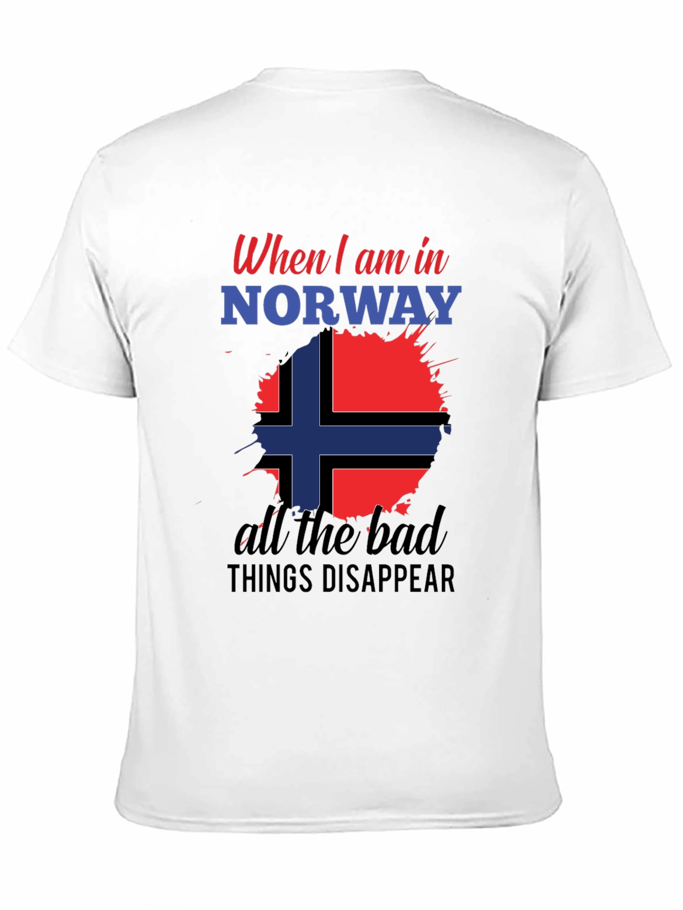 Norway Flag Graphic Tee - Black Cotton Blend
