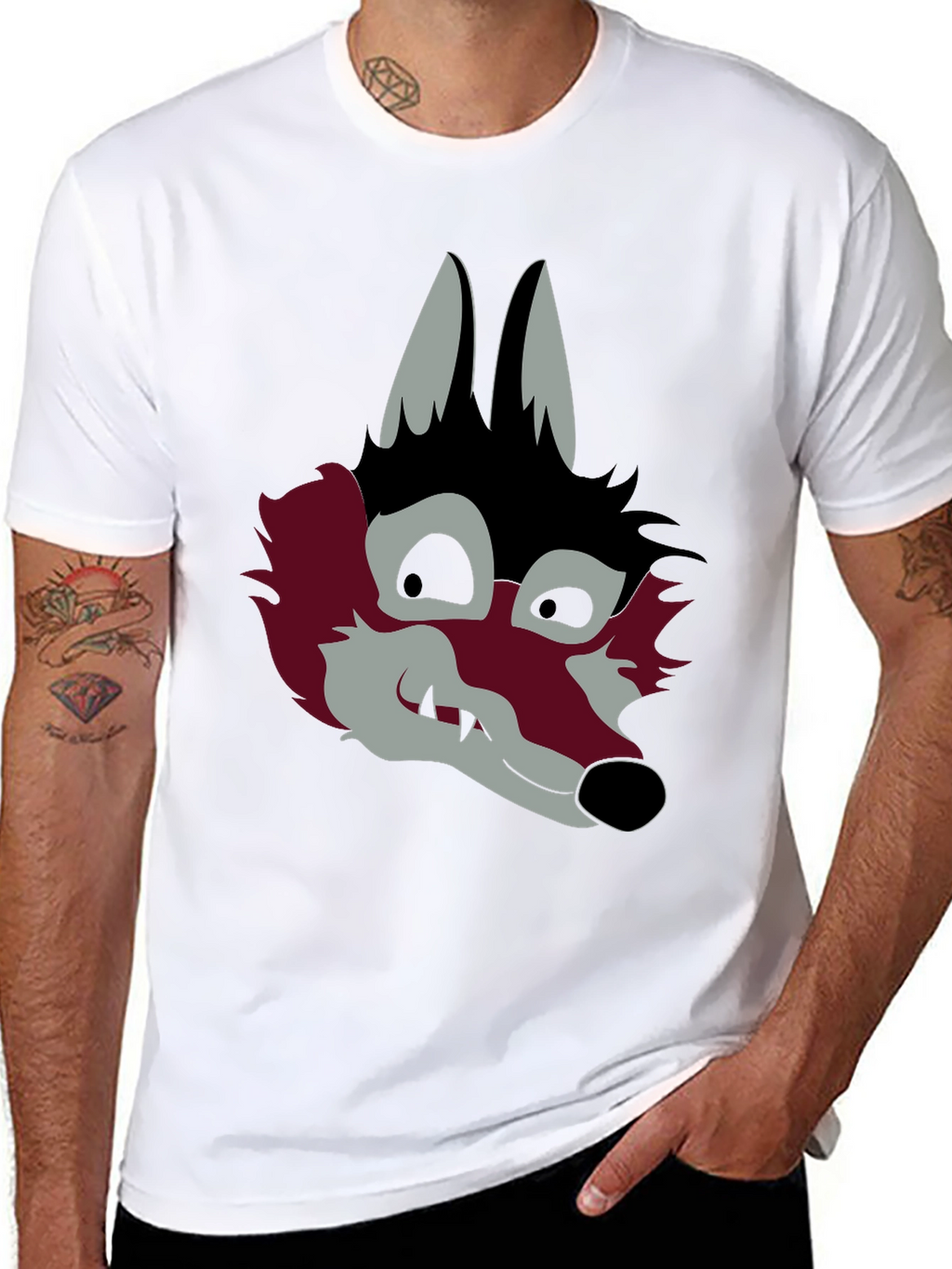 Graphic Wolf Head Black T-Shirt