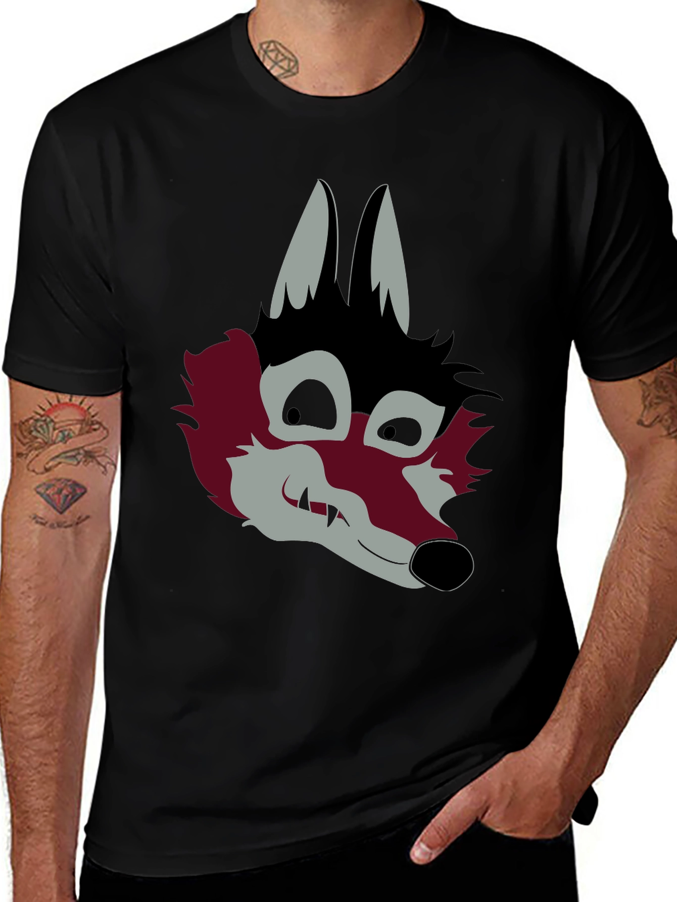 Graphic Wolf Head Black T-Shirt
