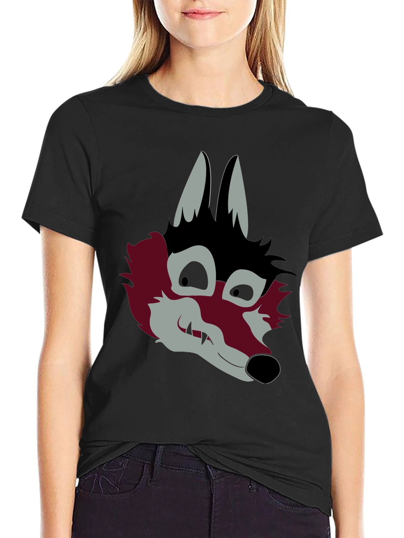 Graphic Wolf Head Black T-Shirt
