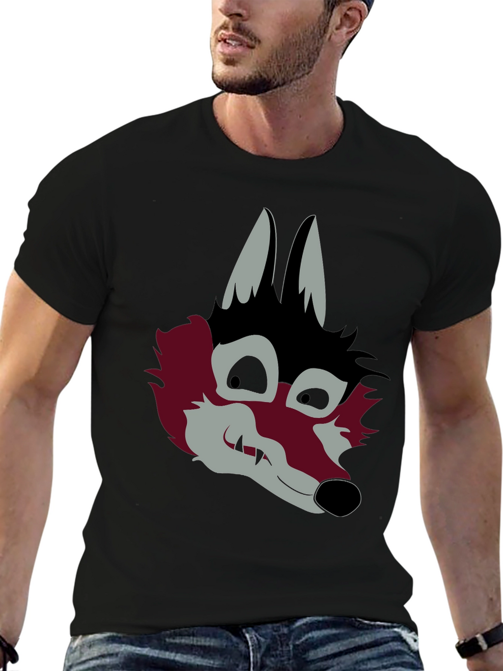 Graphic Wolf Head Black T-Shirt