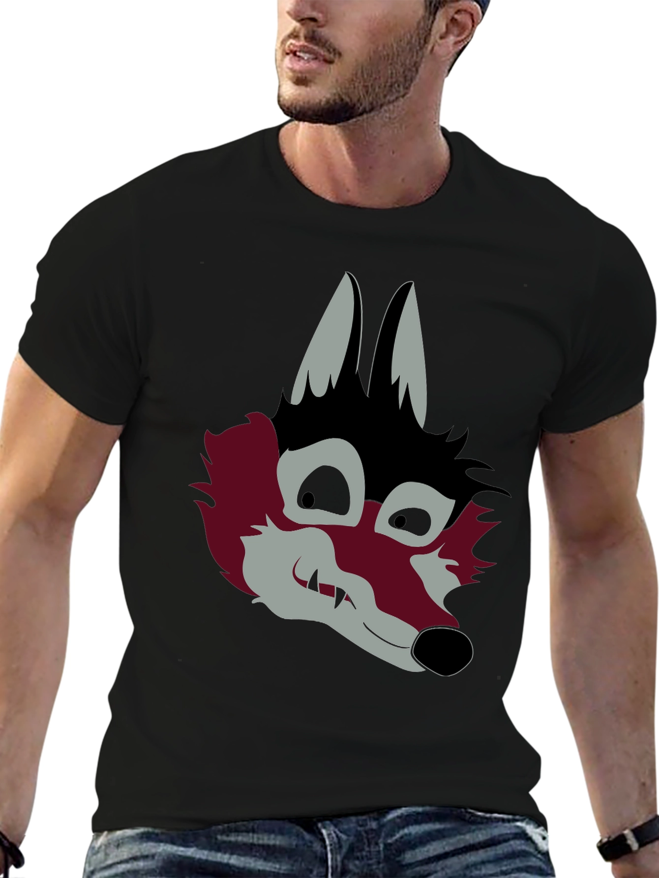 Graphic Wolf Head Black T-Shirt