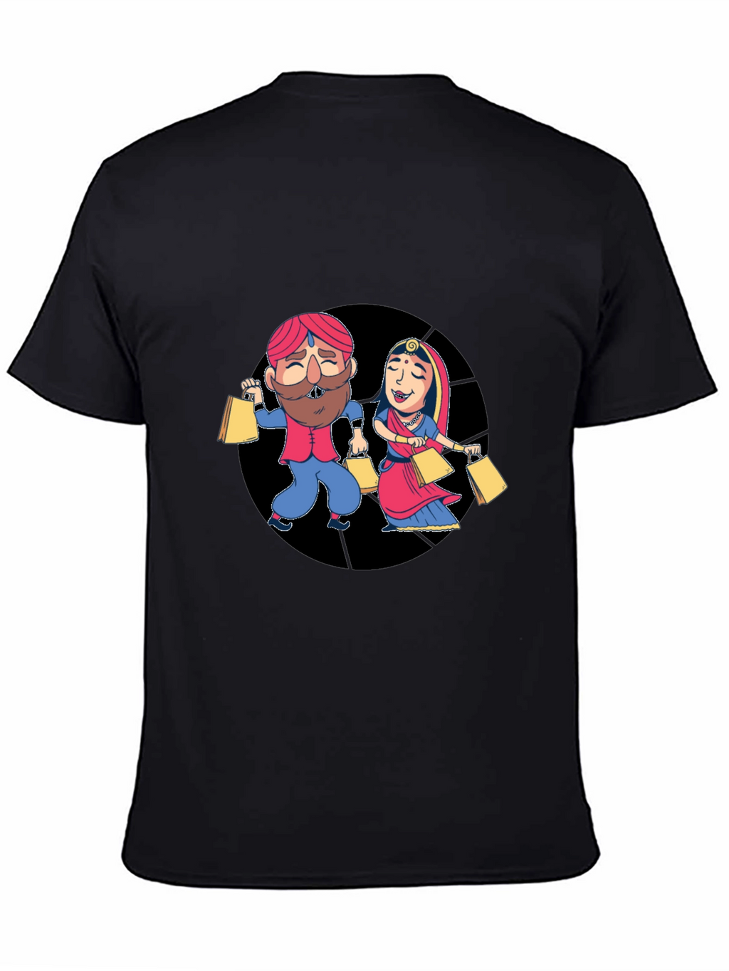 Festive Indian Couple Shopping Graphic T-Shirt