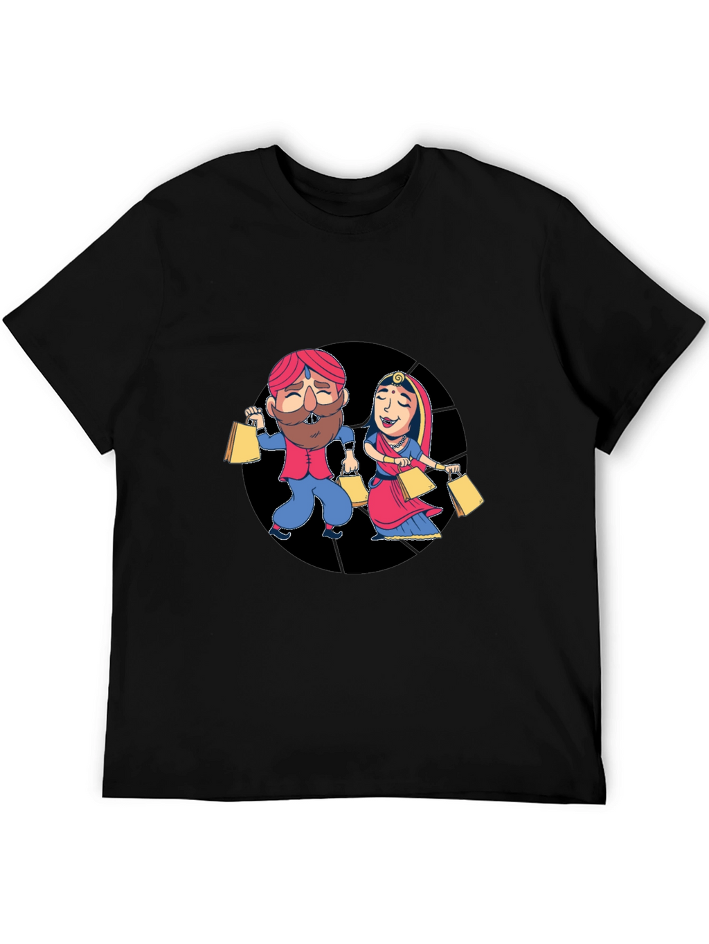 Festive Indian Couple Shopping Graphic T-Shirt