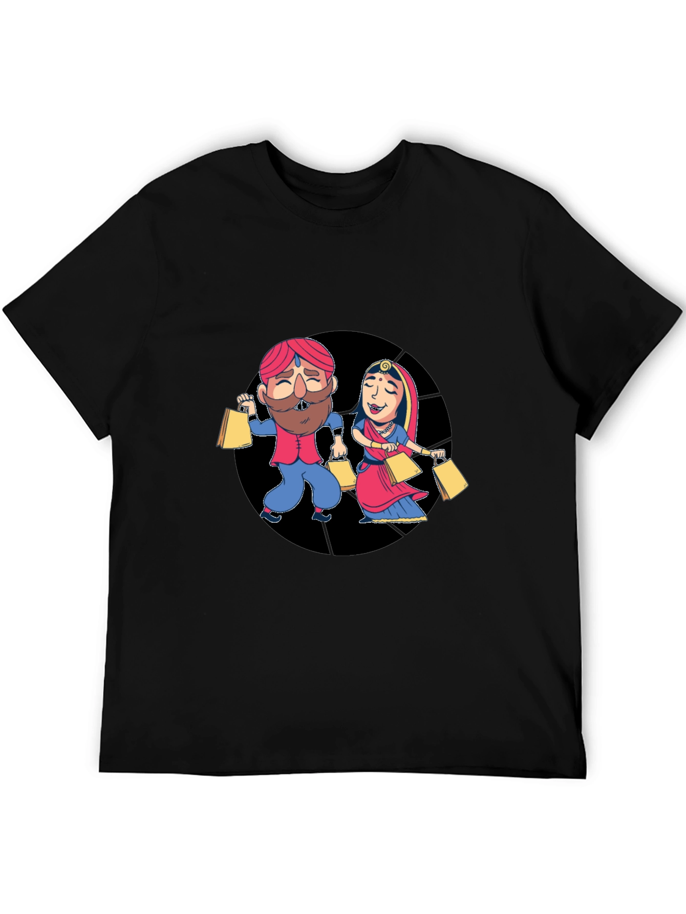 Festive Indian Couple Shopping Graphic T-Shirt