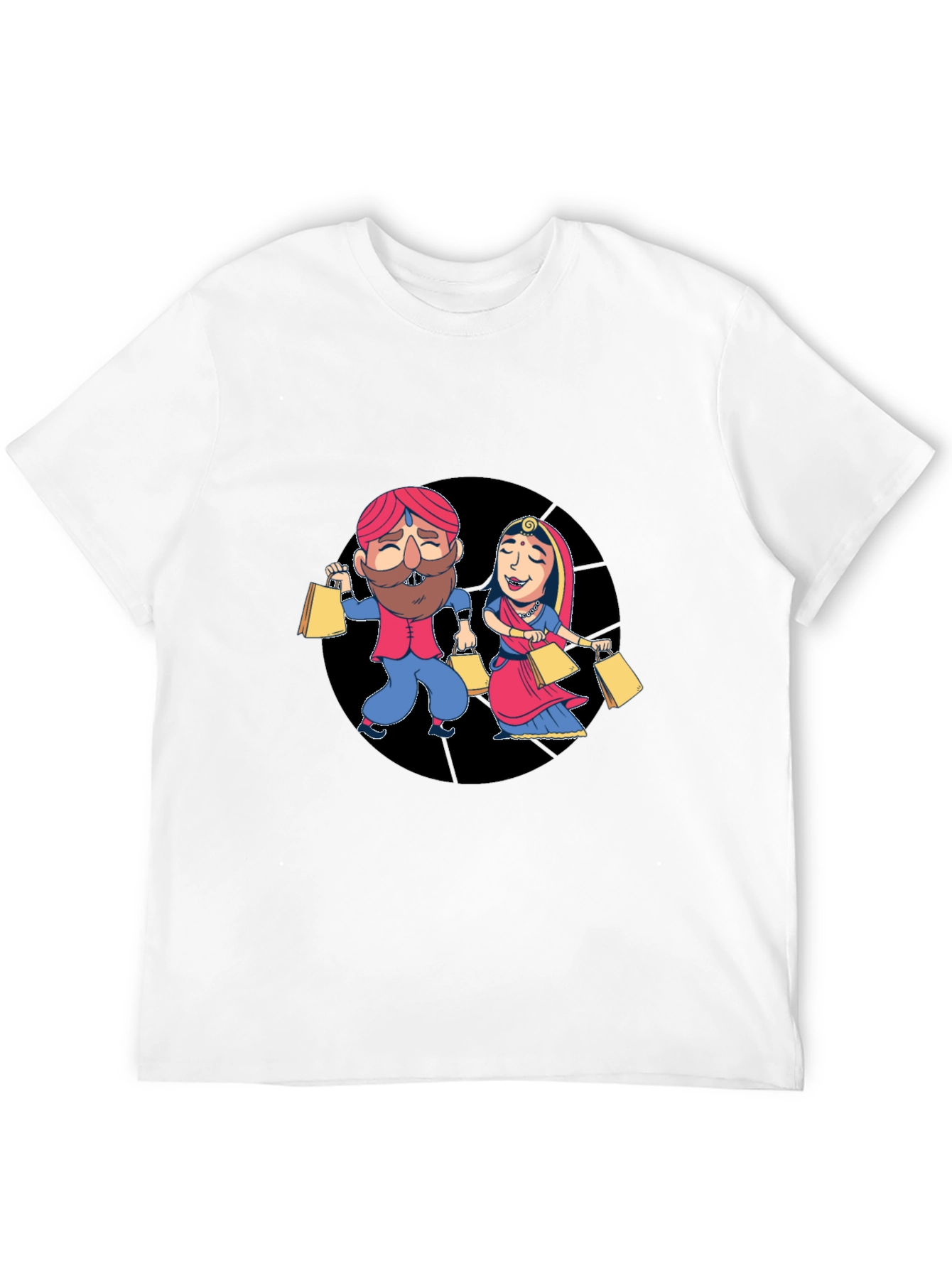 Festive Indian Couple Shopping Graphic T-Shirt