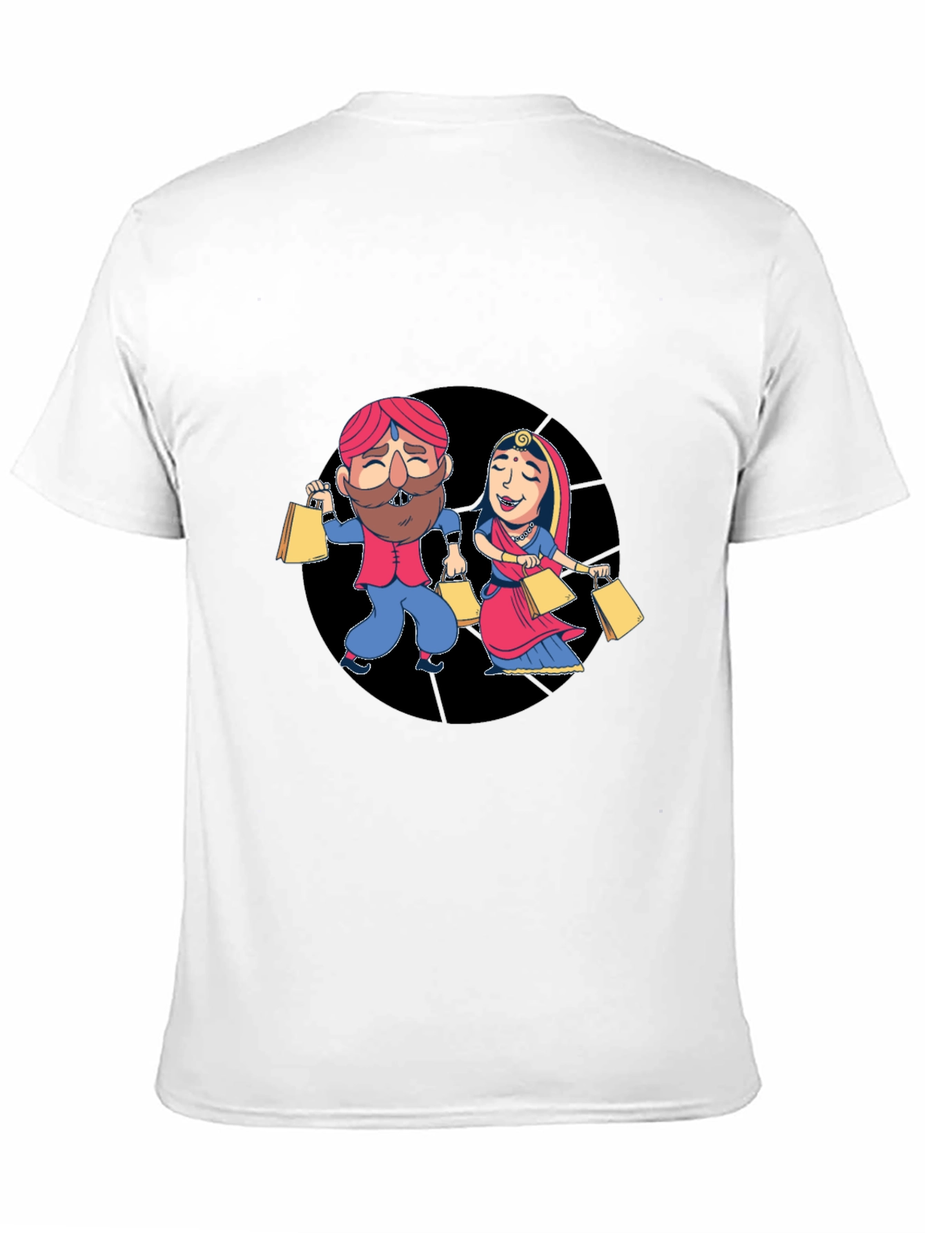 Festive Indian Couple Shopping Graphic T-Shirt