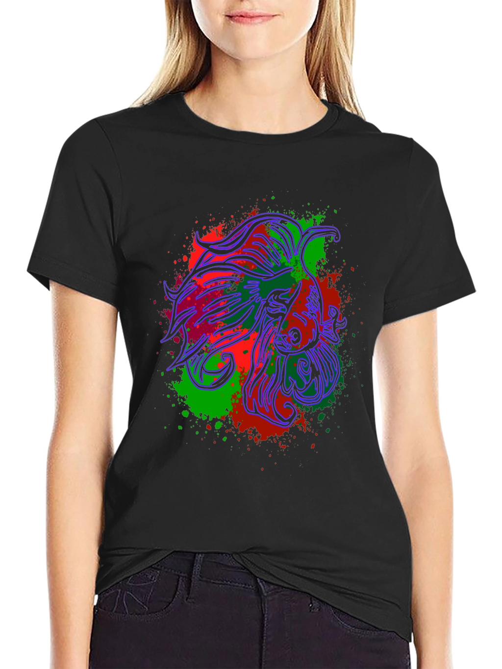 Betta Fish Graphic Tee - Mens Black Cotton T-Shirt