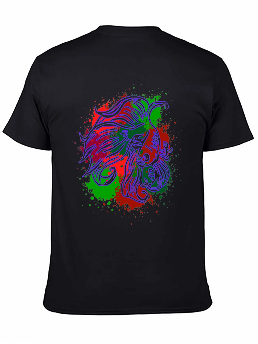 Betta Fish Graphic Tee - Mens Black Cotton T-Shirt
