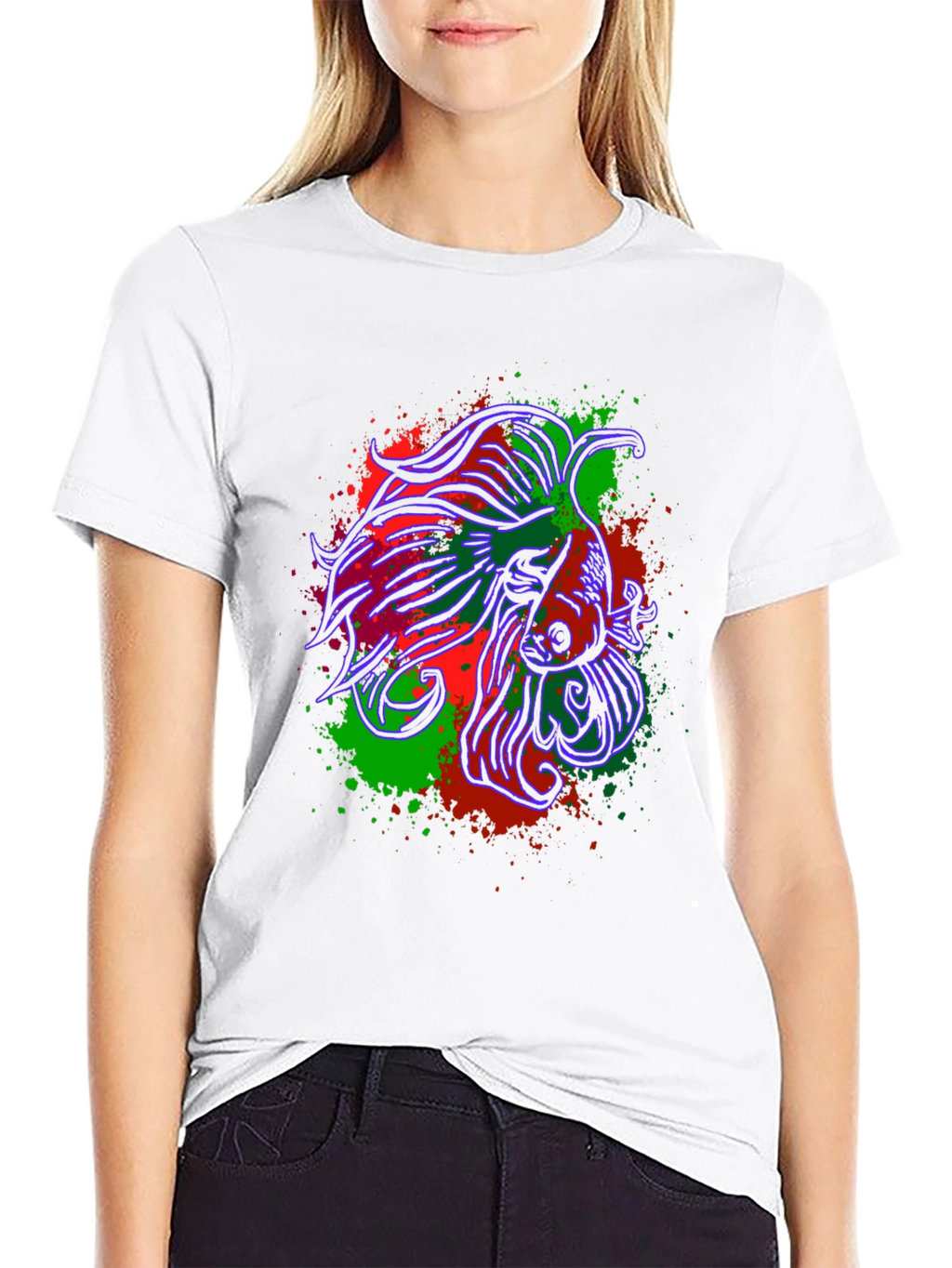 Betta Fish Graphic Tee - Mens Black Cotton T-Shirt