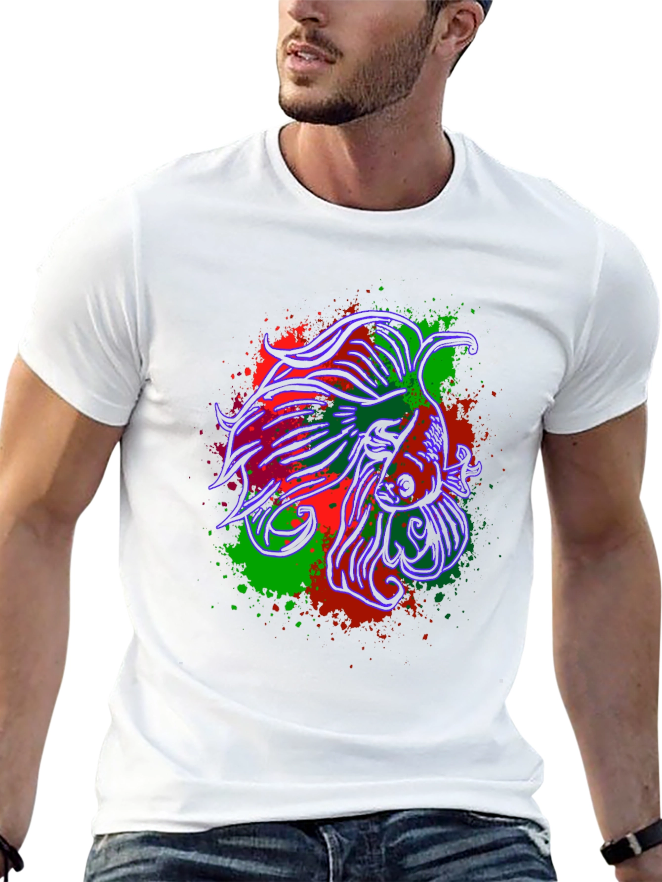 Betta Fish Graphic Tee - Mens Black Cotton T-Shirt