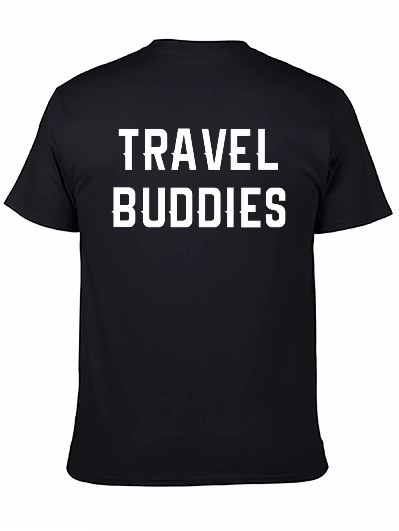 Travel Buddies Graphic Tee - Black Cotton T-Shirt