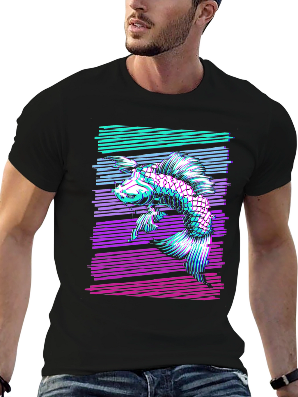 Retro Koi Fish Graphic T-Shirt - Stylish Comfort