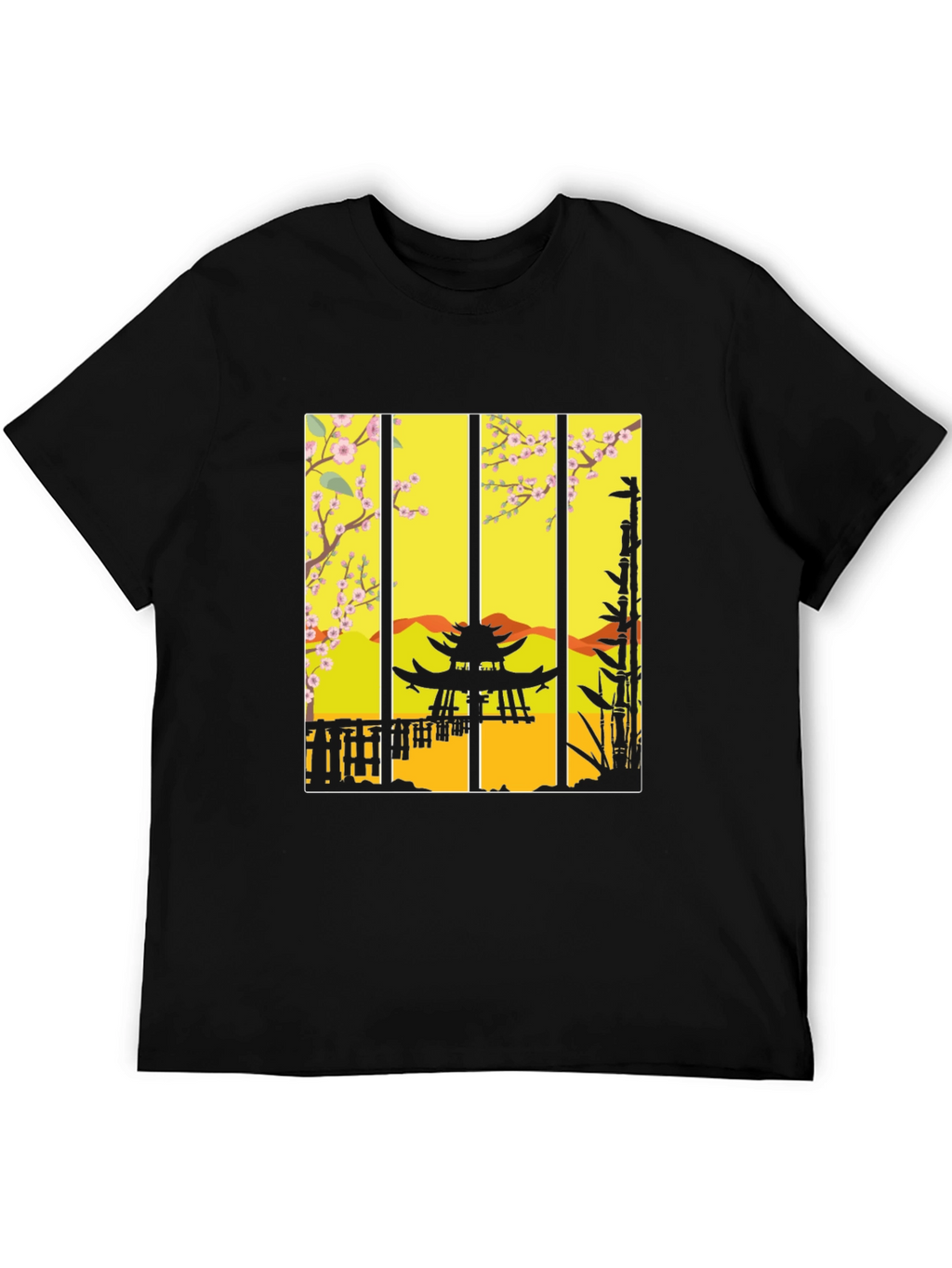 Zen Garden T-Shirt: Japanese Pagoda Blossom Design