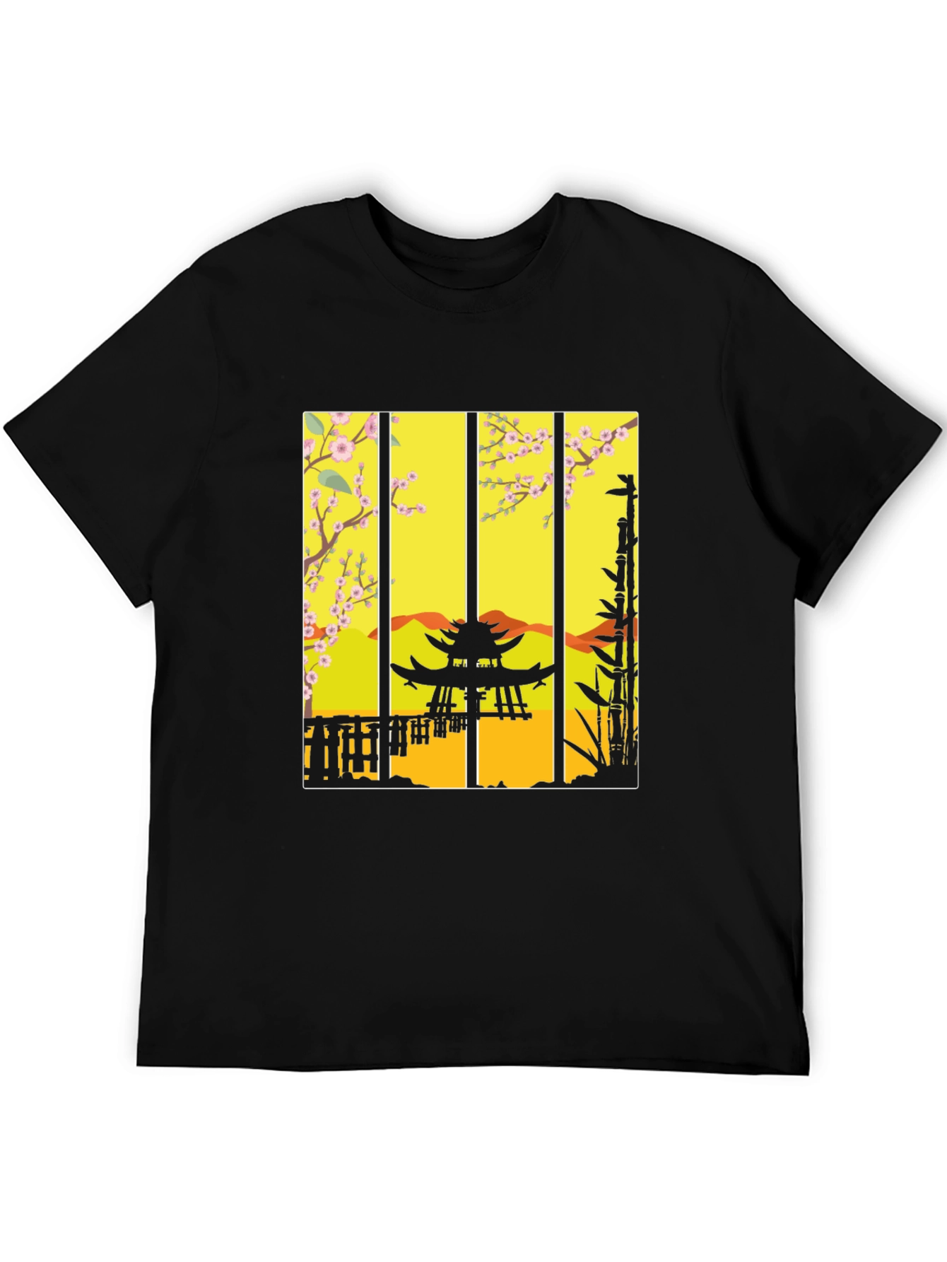 Zen Garden T-Shirt: Japanese Pagoda Blossom Design