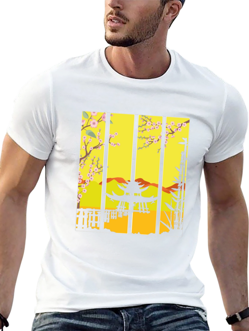 Zen Garden T-Shirt: Japanese Pagoda Blossom Design