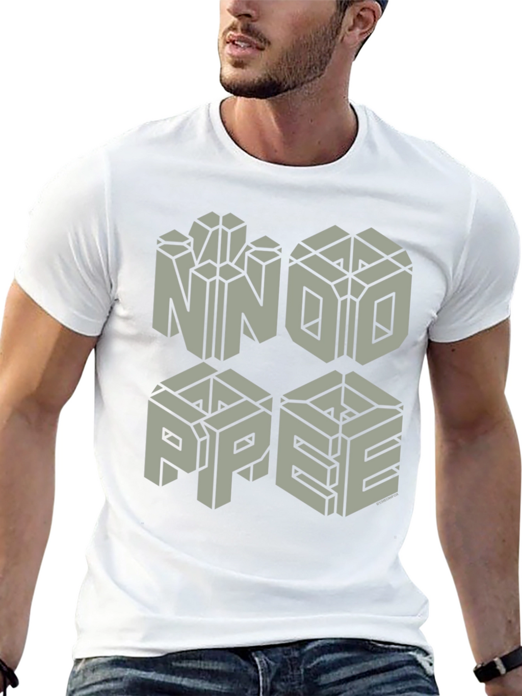 NNOO PPEE Geometric Black Tee