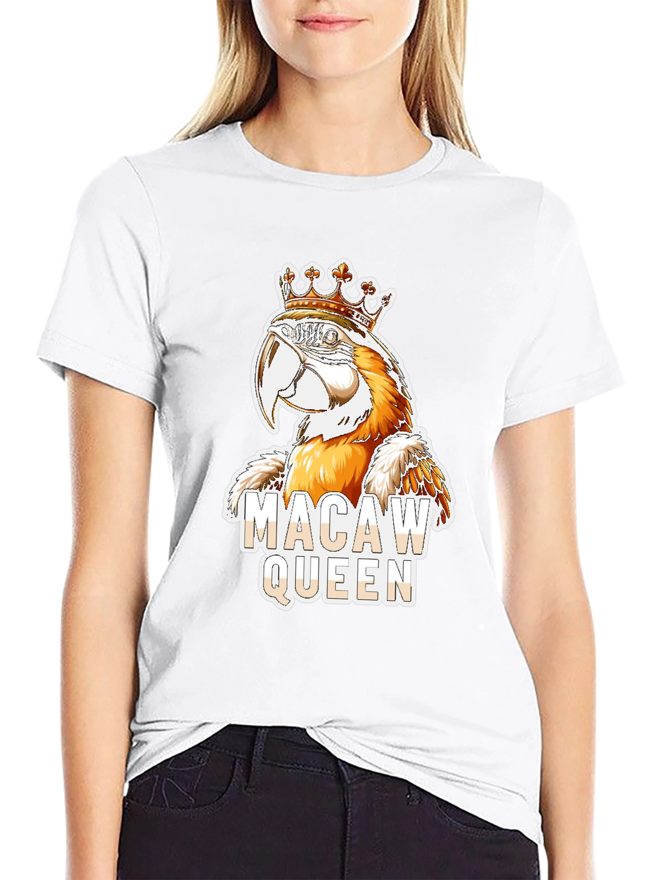 Macaw Queen Graphic T-Shirt - Parrot Lover Tee