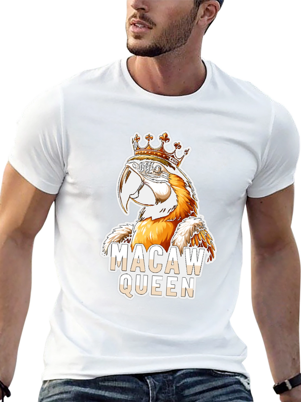 Macaw Queen Graphic T-Shirt - Parrot Lover Tee