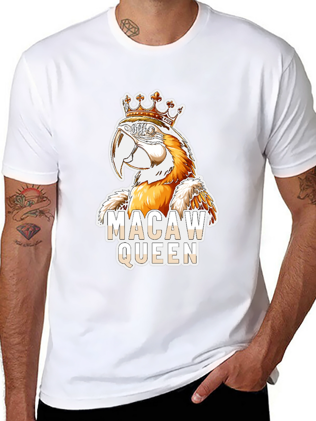 Macaw Queen Graphic T-Shirt - Parrot Lover Tee