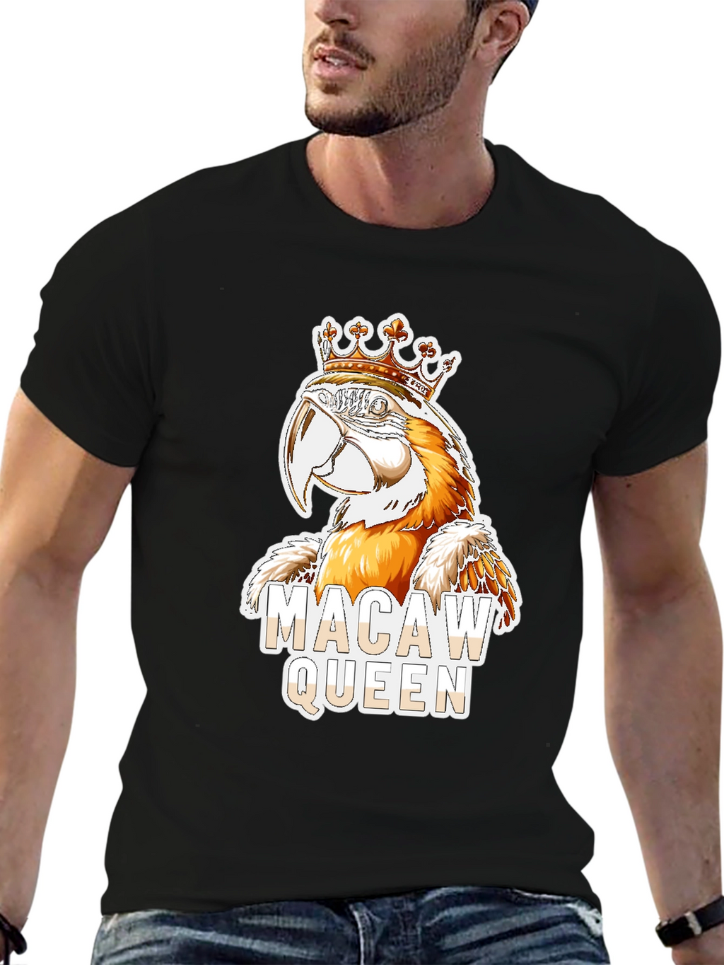 Macaw Queen Graphic T-Shirt - Parrot Lover Tee