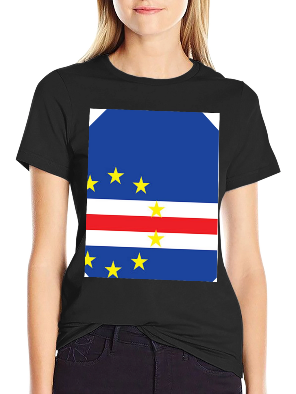 Cape Verde Flag T-Shirt - Black Cotton Tee