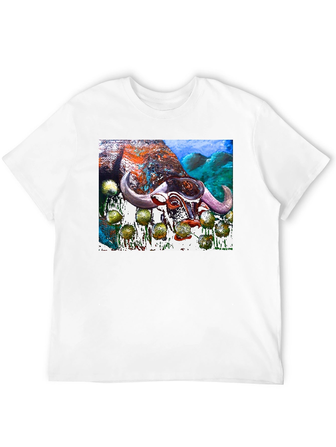 Bull Painting Graphic Print Black Tee