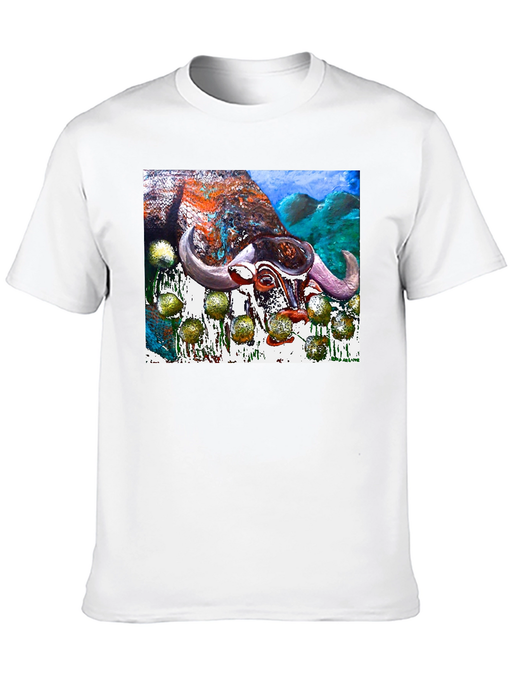 Bull Painting Graphic Print Black Tee